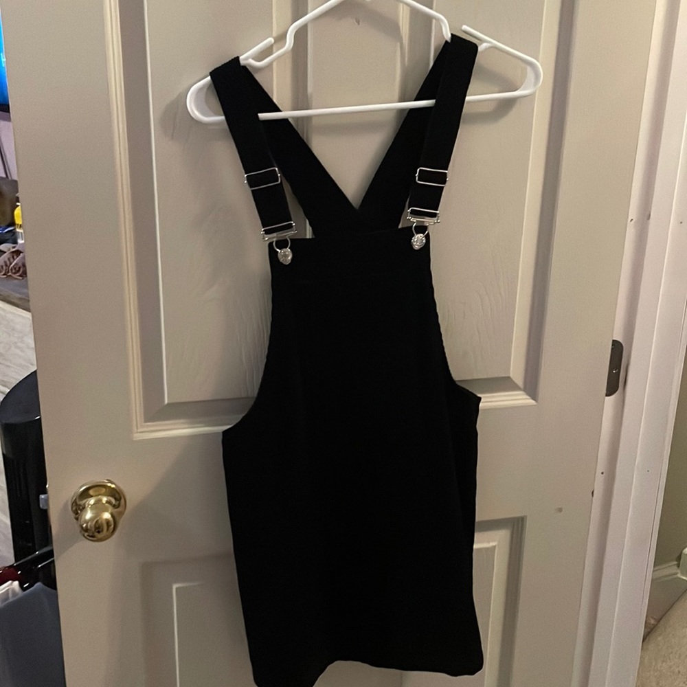 Black corduroy overall dress